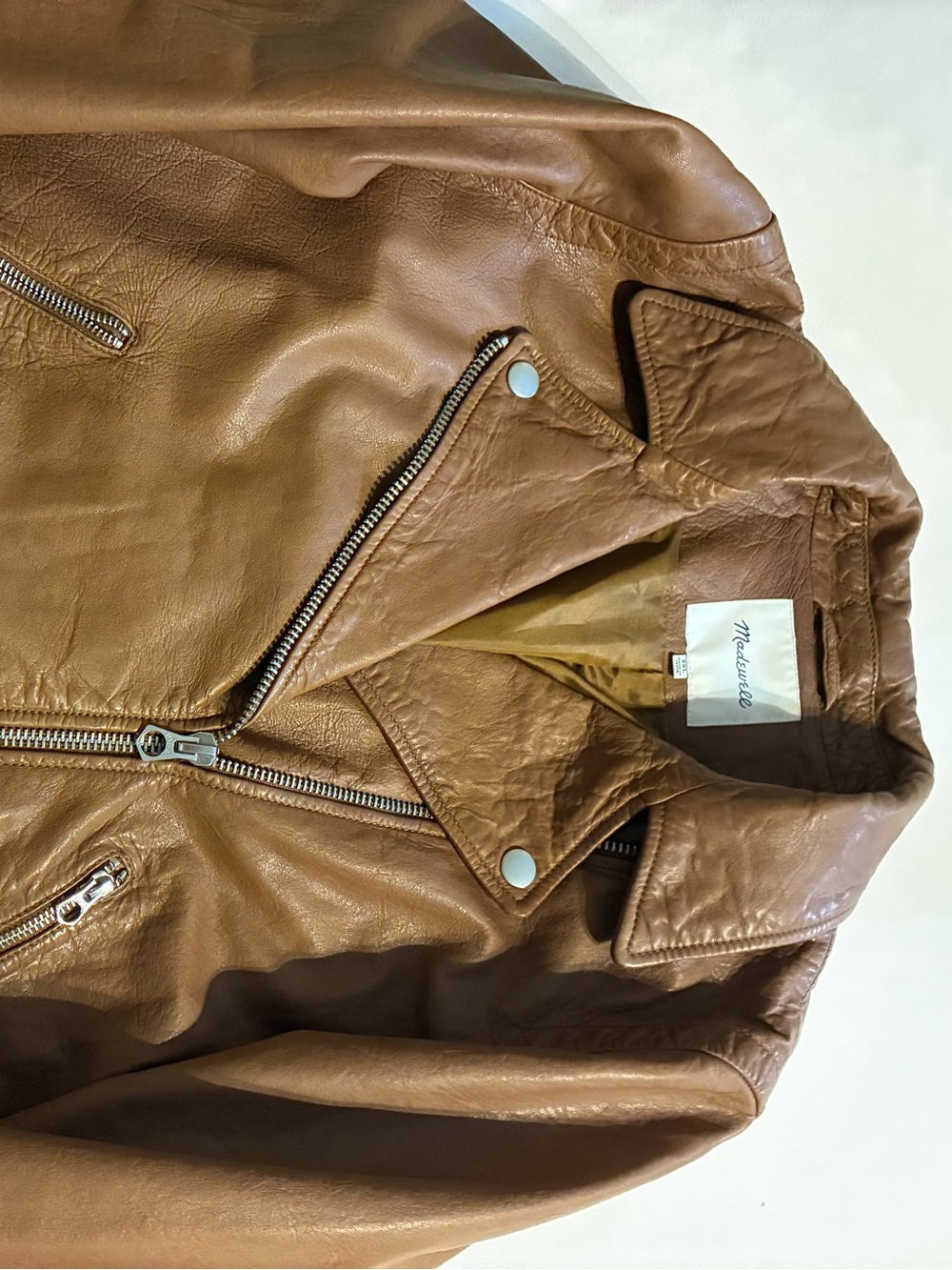 Madewell Camel Brown Leather Moto Jacket